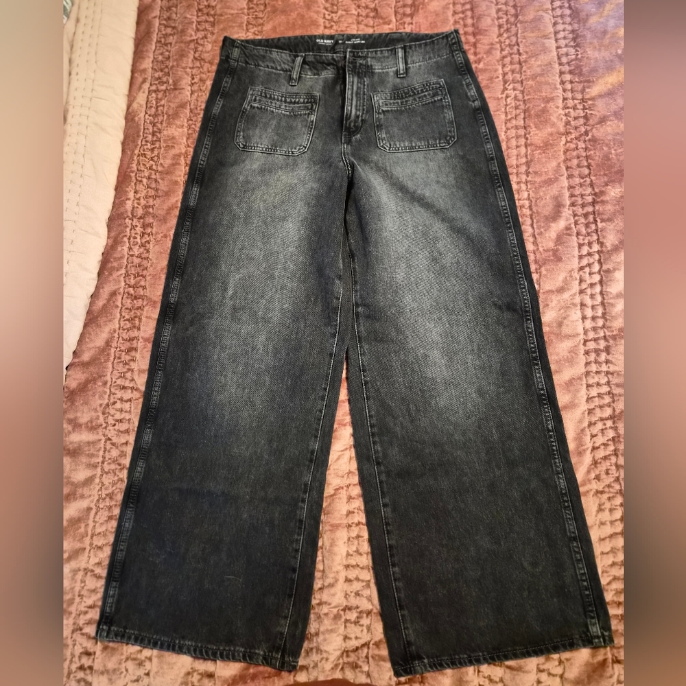 Old Navy Charcoal Wide-Leg Jeans
